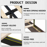 LUXOAK Mid-Century Modern King Size Wood Bed Frame with RGBW LED Light and Floating Headboard - Cherry LUXOAK