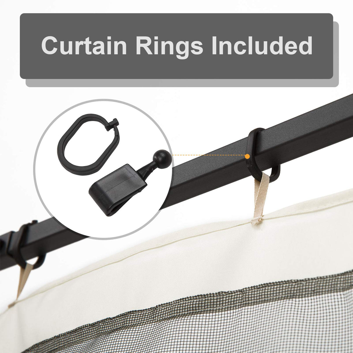 Outsunny 10' x 10' Universal Replacement Mesh Sidewall Netting for Patio Gazebos and Canopy Tents with Zippers, (Sidewall Only) Beige, Black Outsunny