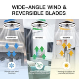 STERREN 20'' Modern Low Profile Ceiling Fan with Light, Bedroom LED Ceiling Fan with Remote Control, Bladeless Flush Mount Black Fan Lights Ceiling Fixtures for Living Room,Small Room STERREN