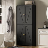 LYNSOM Farmhouse Pantry Cabinet, Kitchen Pantry Storage Cabinet with Barn Doors, 72" Tall Kitchen Pantry with Adjustable Shelves, Black Storage Cabinet for Kitchen, Dining Room, Black LYNSOM