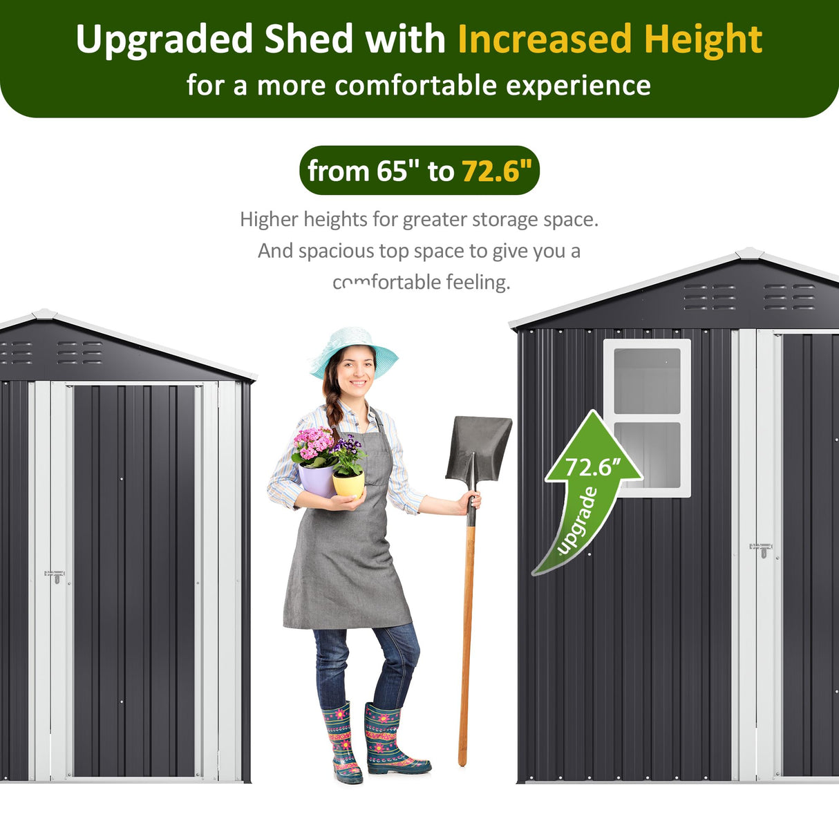 YADSUNY 6x4 FT Outdoor Storage Shed, Metal Garden Tool Shed with Updated Frame Structure, Lockable Doors and Windows, Ideal for Backyard Garden Patio Lawn, Grey YADSUNY