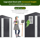 YADSUNY 6x4 FT Outdoor Storage Shed, Metal Garden Tool Shed with Updated Frame Structure, Lockable Doors and Windows, Ideal for Backyard Garden Patio Lawn, Grey YADSUNY