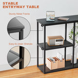 WOHOMO Console Table, 12'' Narrow Entryway Table for Living Room, 31.5'' x 31.5'' Black Industrial Sofa Table with 3-Tier Storage Shelves for Corridor, Hallway, Black WOHOMO