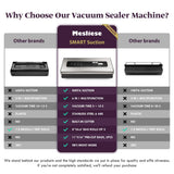 Mesliese Vacuum Sealer Machine Powerful 90Kpa Precision 6-in-1 Compact Food Preservation System with Cutter, 2 Bag Rolls & 5 Pre-cut Bags, Widened 12mm Sealing Strip, Dry&Moist Modes (Silver) Mesliese