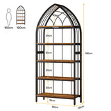Tribesigns Industrial 5-Tier Bookshelf – 74.8 Inch Vintage Curved Display Shelf in Rustic Brown & Black Tribesigns