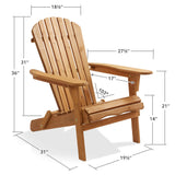 Casafield Folding Adirondack Chair, Set of 4 Cedar Wood Outdoor Fire Pit Lounge Chairs for Patio, Deck, Yard, Lawn and Garden Seating, Partially Pre-Assembled - Natural Casafield