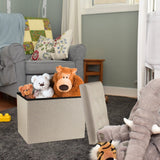 ALASDO Storage Ottoman Footrest Stool Small Ottoman with Storage Foldable Ottoman Foot Rest Footstool Bench for Living Room 17x13x13inches Beige ALASDO