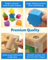 Coogam Wooden Montessori Toys for Toddlers, Shape Sorting Cube Whack Mole Fine Motor Skills Game for Year Old 18 Month+ Baby Boys Girls Gift Coogam