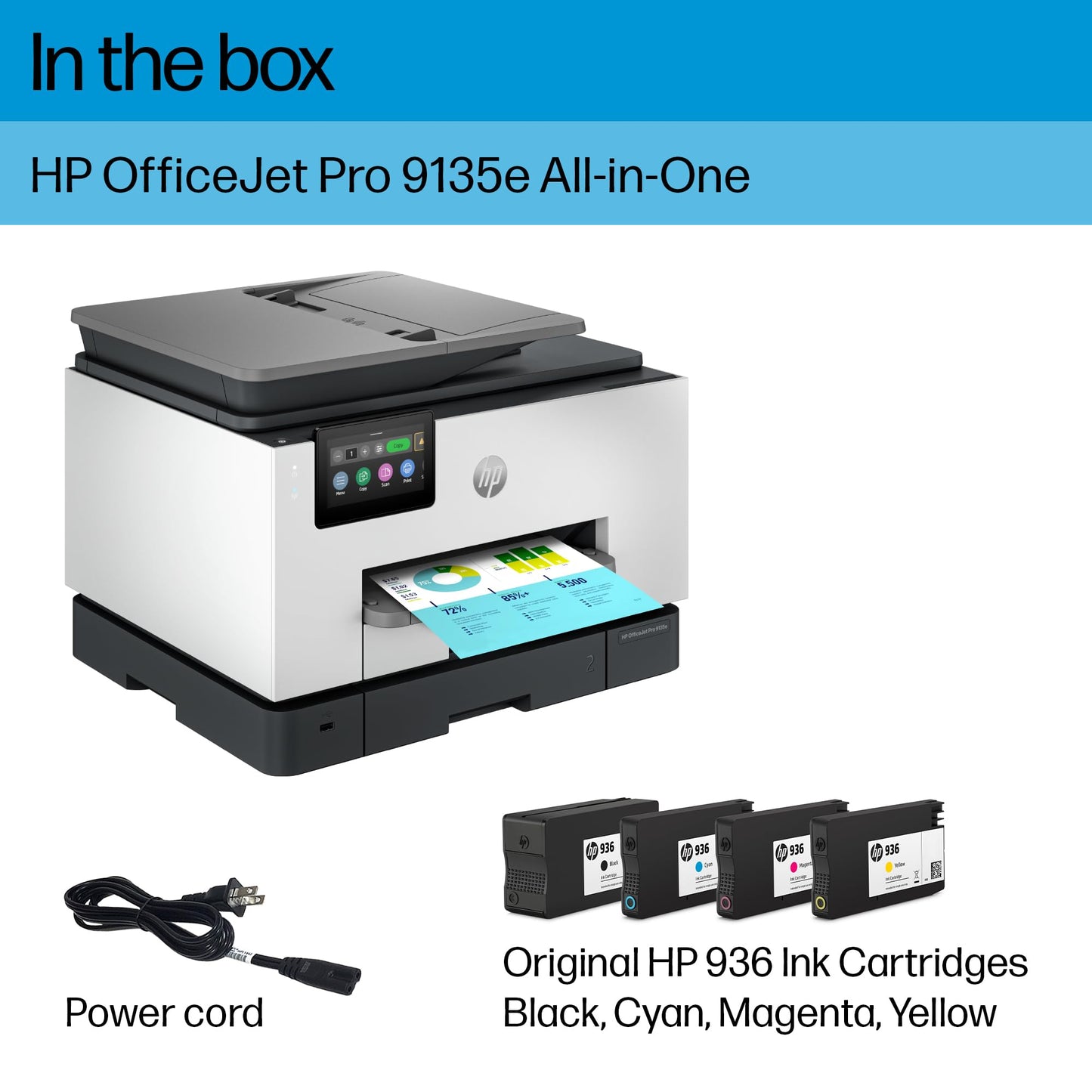 HP OfficeJet Pro 9135e All-in-One Printer, Color, Printer-for-Small Medium Business, Print, Copy, scan, fax, Wireless Instant Ink Eligible (3 months included); Two-Sided Printing; Two-Sided scanning;