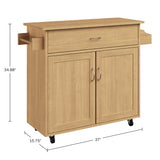 Lavish Home Kitchen Island with Spice Rack and Storage Cabinet - Rolling Cart with Drawers to Use as Coffee Bar, Microwave Stand, or Storage (Oak) Lavish Home