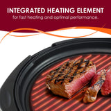 Elite Gourmet EMG-980B Smokeless Electric Tabletop Grill Nonstick, 6-Serving, Dishwasher Safe Removable Grilling Plate, Grill Indoor, Tempered Glass Lid, Adjustable Temperature, 14" Black Elite Gourmet