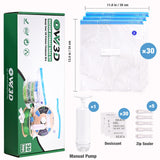 OVV3D Filament Storage Bags Kit 66pcs, 3D Printer Filament Storage 30 Bags Vacuum Sealed Kit with 30pcs Desiccant, Hand Pump, Perfect for 3D Filament Storage or Using After Filament Dryer Box OVVNYXE