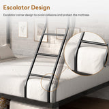 soges Metal Bunk Bed Twin Over Full Size with Ladder & Guardrail, Metal Bed Frame for Teens Adults, Heavy Duty Sturdy Bunk Beds, Black soges