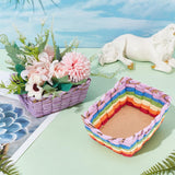 FREEBLOSS 12 Set DIY Basket Weaving Kit Rectangular Raffia Ribbon Basket Creative Woven Bowls for Adults Paper Basket Making Kit for Students Arts and Crafts Projects Basket Activities FREEBLOSS