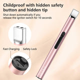 REIDEA Candle Lighter Long USB Rechargeable Lighter Arc Windproof Flameless Lighter with Safety Switch Buttom Electronic Lighter for Home Kitchen BBQ Camping Stove REIDEA
