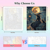 Gemozaic Halloween Paint by Numbers Kit for Adults - Witch Adult Paint by Number Kits on Canvas, Halloween Acrylic Oil Painting by Numbers Kits for Home Wall Decor 16X20 Inch Gemozaic