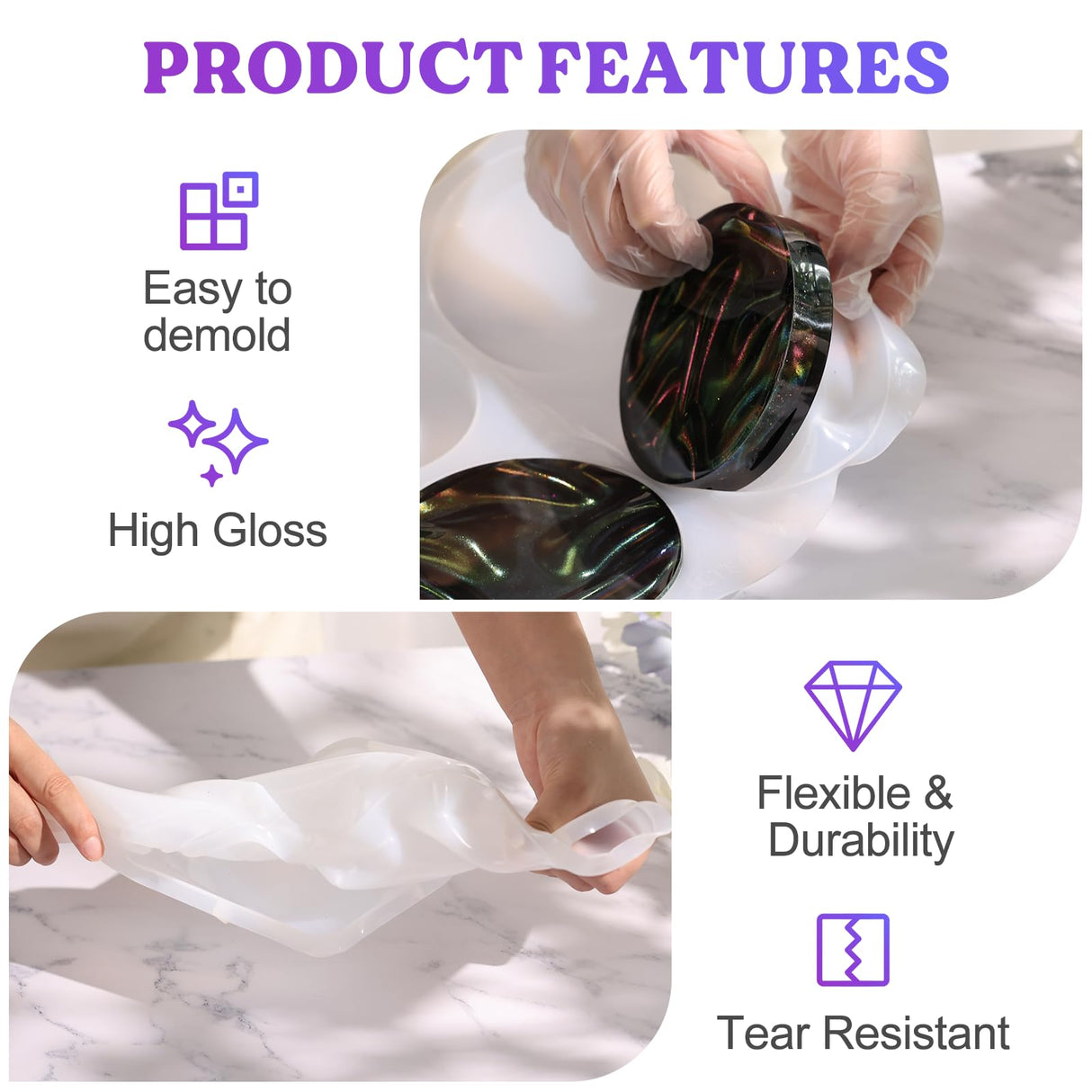 LET'S RESIN Upgraded Deeper & Larger Coaster Resin Molds, 12 Cavities Epoxy Resin Molds with 3 Pcs Round Square Octagon Shapes, Coaster Molds for Epoxy Resin, Cups Mats, DIY Craft, Bar Coaster LET'S RESIN