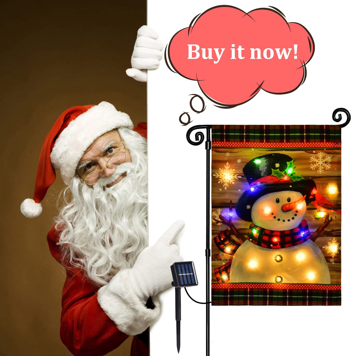 Lighted Christmas Garden Flag for Outside, Led Snowman Garden Flag, Winter Yard Flag 12x18 Double Sided for Outdoor Yard Porch Lawn Decoration FLAGMESAGE