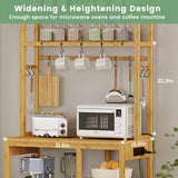 FORABAMB 8-Tier Bamboo Bakers Rack with Power Outlets and S-Shaped Hooks FORABAMB