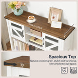 HOOBRO Farmhouse Entryway Table with Storage, 43.3" Small Console Tables for Entryway, Rustic Hallway Table, with Open Shelf and 2 Cabinets, Hall Tables for Entryway Narrow, White and Walnut WH110XG01 HOOBRO