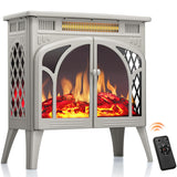 R.W.FLAME Electric Fireplace Heater 25" with Remote, Cathedral Stylish, Different Flame Effects and Log Set Colors, Adjustable Brightness and Heating Mode, Overheating Safe Design, Beige R.W.FLAME