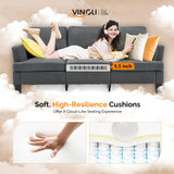 VINGLI Grey 83" Sofa Couches for Living Room, Faux Suede Modern Comfy 3 Seater Couch 25.6" Deep Seat Upholstery Cozy Sofas for Small Space, Bedroom, Apartment, Home Office VINGLI