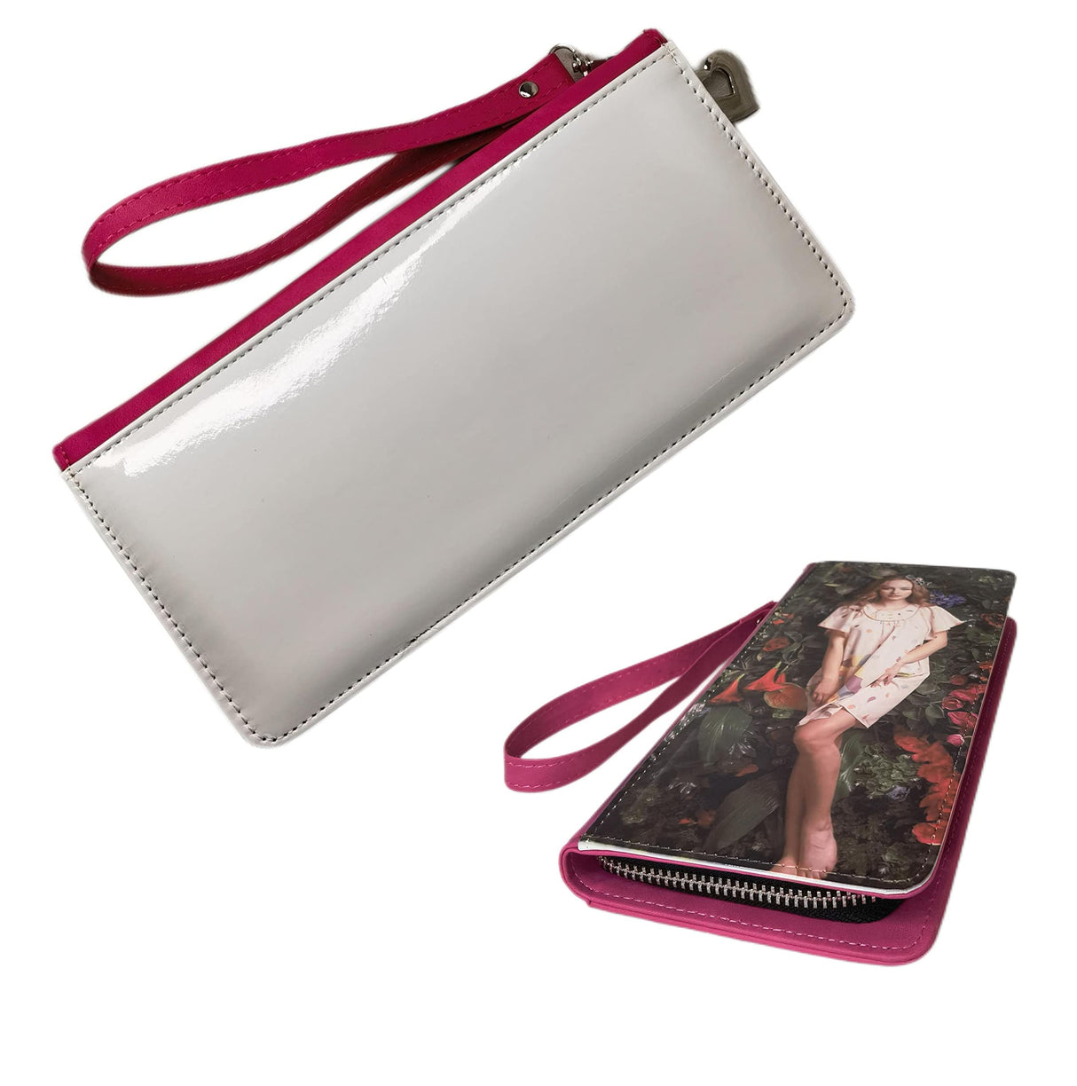 Youkang Sublimation Wallet Women's Zipper Card Holder Storage Bag Women's Travel Clutch Wristband DIY Craft (Red) Youkang