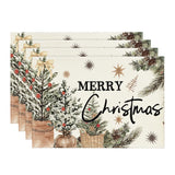 Artoid Mode Xmas Trees Holly Pine Cone Merry Christmas Placemats Set of 4, 12x18 Inch Seasonal Winter Holiday Table Mats for Party Kitchen Dining Decoration Artoid Mode