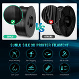 SUNLU 3D Printer Filament, 250G PLA Silk Filament Bundle, 1.75mm Smooth Silk Filament Muticolor, Neatly Wound Filament, 250G Spool, 8 Rolls, Black+White+Light Gold+Silver+Brass+Red Copper+Blue+Green SUNLU