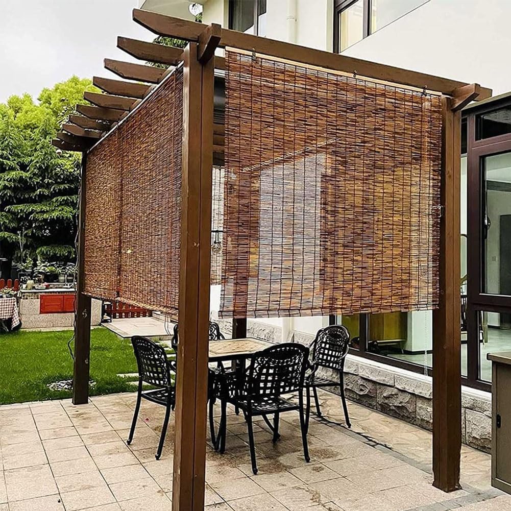 Generic Patio Bamboo Roller Shades, Outdoor Roll-up Blinds, Bamboo Window Shade, Home Roman Blinds, Anti-UV 36x72 27x48 34x84 55x96 20x84in (Color : Brown) WoodArtSupply