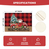 Artoid Mode Red and Black Buffalo Plaid Truck Merry Christmas Placemats Set of 4, 12x18 Inch Xmas Tree Winter Table Mats for Party Kitchen Dining Decoration Artoid Mode