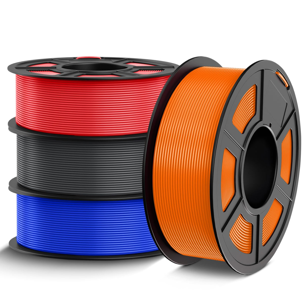 TECBEARS PETG Filament 1.75mm, 3D Printer Filament PETG Filament Bundle 4-Color, Strong Toughness, 4 * 1KG(1320M) Filament High Precision, Dimensional Accuracy ±0.02mm, Blue+Red+Orange+Grey TECBEARS