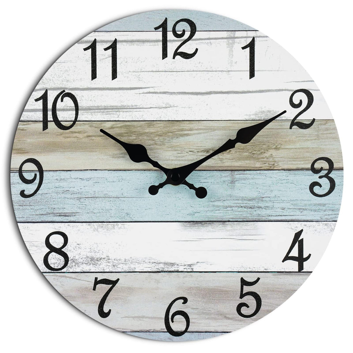 CHYLIN Wall Clock Silent Non Ticking Wall Clocks Battery Operated, Rustic Coastal Country Clock Decorative for Bathroom Kitchen(10 Inch) CHYLIN