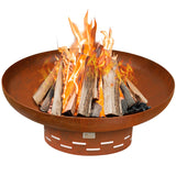KOL 35" Dia. Heavy-Duty Fire Pit - Pre-Rusted Corten Steel Round Firepit Large Fire Bowl with Stand - Weathering Steel Wood Burning Fireplaces for Outside Backyard Deck Party Bonfire KOL
