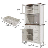 Garvee Kitchen Pantry, 72" Farmhouse Coffee Bar Table with Storage Drawers & Glass Doors, Stand Cabinet for Kitchen, Dining Room Garvee