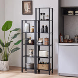 YUFAM 54in Tall Bookshelf 5-Tier Small Narrow Bookcase, Skinny Book Shelf for Small Space, Farmhouse Slim Shelf with Storage, Wood Freestanding Display Thin Bookshelves for Living Room, Office, Black YUFAM