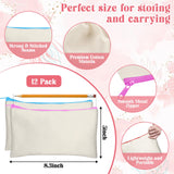 Legigo 12 Pack Blank DIY Craft Bag Canvas Pencil Case Blank Makeup Bags- Beige Canvas Pencil Pouch Bulk Canvas Cosmetic Bag Multi-Purpose Travel Toiletry Bag Canvas Color Zipper Bags 8.3 × 5 Inch Legigo