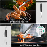 HAUSHOF Large Grilling Accessories, BBQ Grill Set, Heavy Duty Stainless Steel Barbecue Utensils with 16-1/2" Spatula, Brush, Fork, Tongs, Skewers, Thermometer, Bag, Ideal Gift, 15PCS HAUSHOF