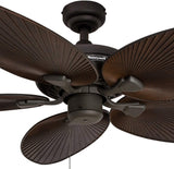 Honeywell Ceiling Fans Palm Island, 52 Inch Tropical Indoor Outdoor Ceiling Fan with No Light, Pull Chain, Three Mounting Options, 5 Palm Leaf Blades, Wet-Rated - 50207-01 (Bronze) Honeywell Ceiling Fans