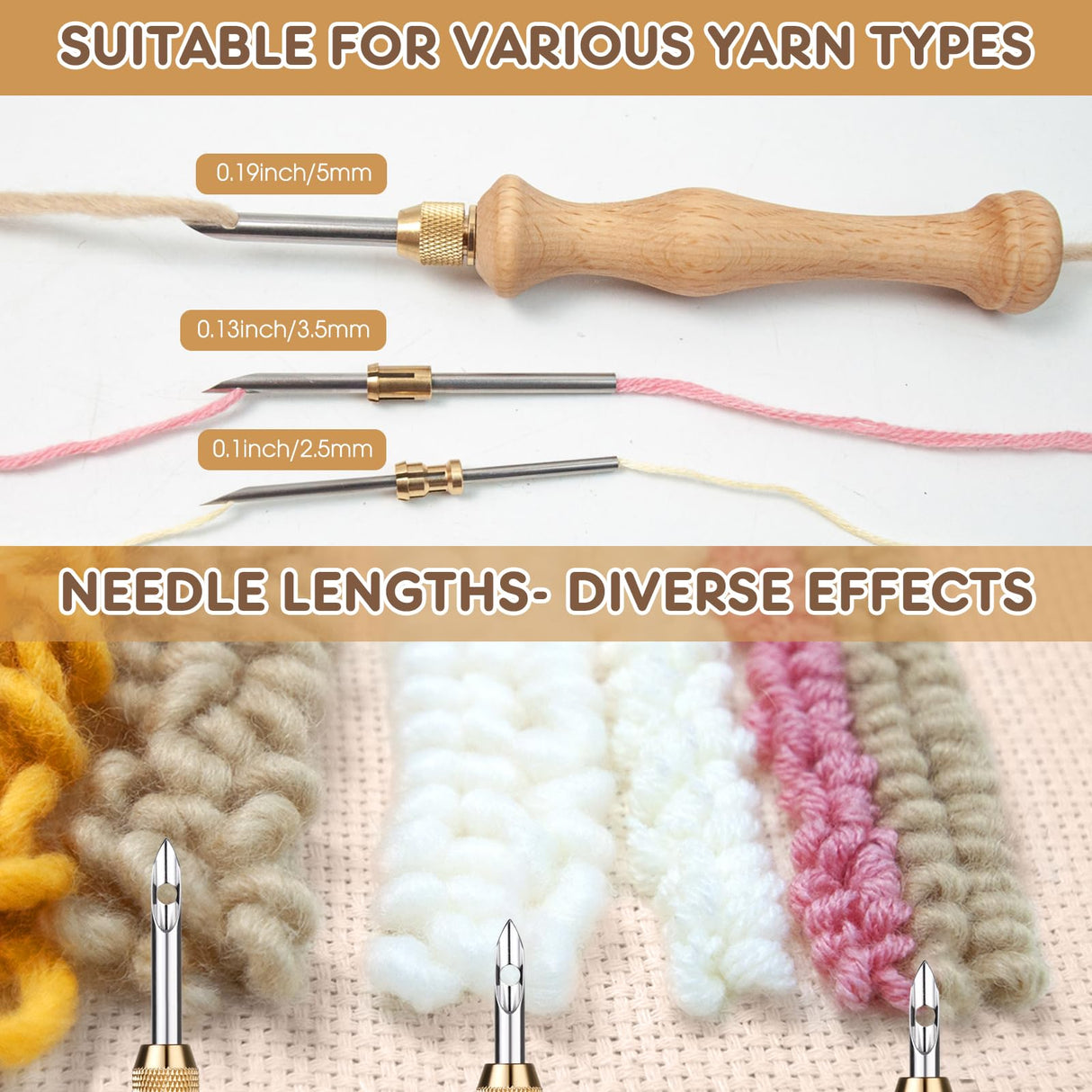 Punch Needle Kit with Storage Box,Adjustable Punch Needle Tool with 5 Different Metal Needles,Embroidery Punch Needle Set Adults Beginner for DIY Craft,Perfect for Decoration and Gifts Cheloment