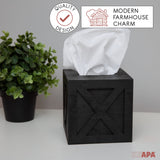 Ilyapa Wood Tissue Box Cover Farmhouse X Patterned- Rustic Farmhouse Black Wood Tissue Holder Ilyapa