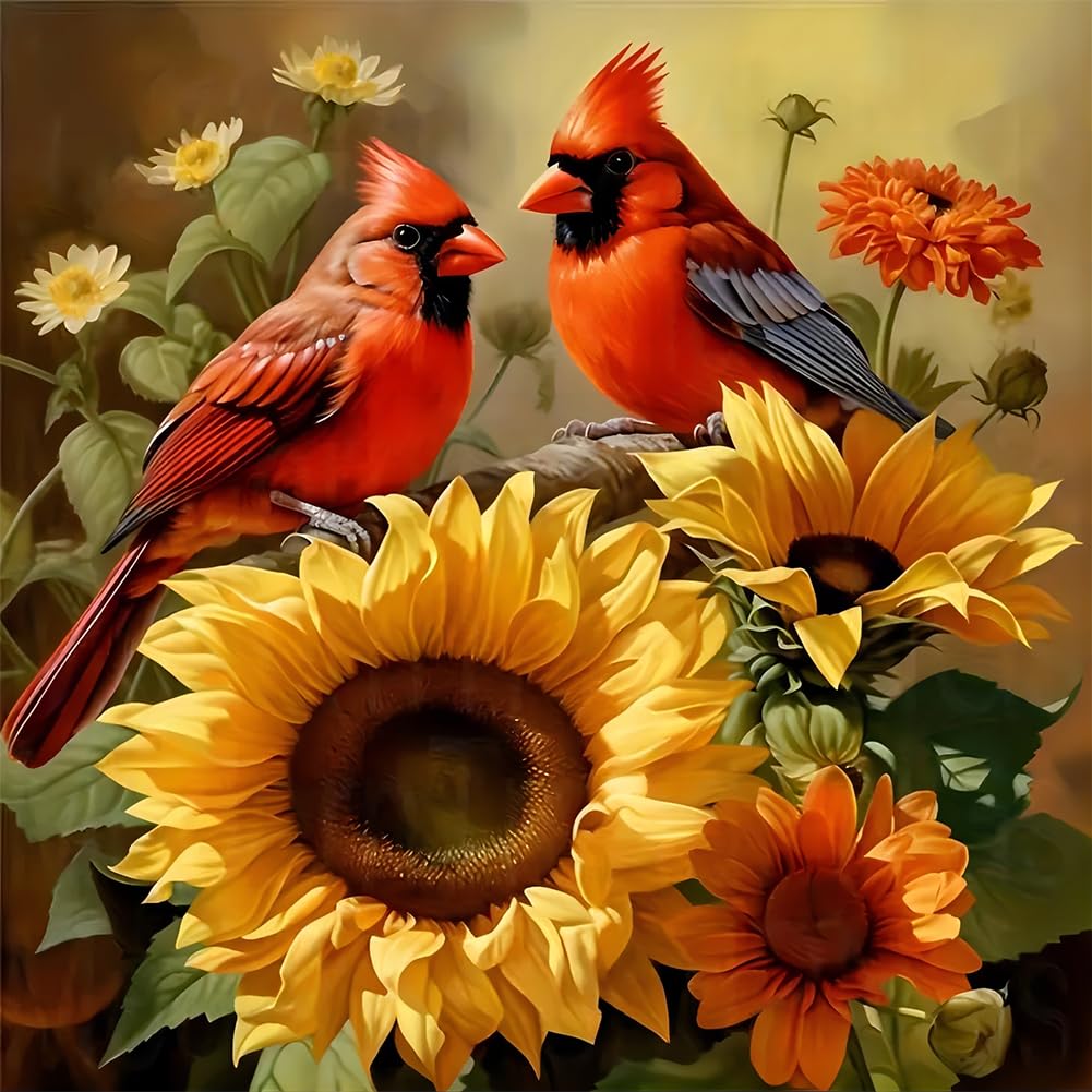 Acudotr Diamond Painting Kits for Adults, 5D DIY Cardinal Diamond Art Kits for Beginners, Full Drill Diamond Painting Kits for Home Wall Decor, Bird, 12x12 Inch Acudotr