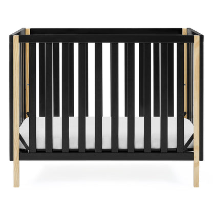 Delta Children Gio Mini Crib with 2.75" Mattress Included, Ebony/Natural - WoodArtSupply