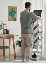 ZEXVIDA Bookshelf with Drawer,10 Tier Tree Bookcase Retro Floor Standing Bookshelves,Tall Wood Bookcases with Cabinet Storage Organizer for Living Room, Bedroom & Home Office, White ZEXVIDA