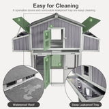 MEDEHOO Large Chicken Coop - Unique Folding Design for Easy to Set Up - Chicken House for Outdoor with Two Nesting Box, Leakproof Pull-on Tray, and UV-Resistant Roof Panel MEDEHOO