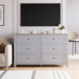 GAOMON 6 Drawers Dresser for Bedroom, 53.9" W Farmhouse Wood Dressers & Chest of Drawers for Clothes, Tall Storage Dressers Organizer with Deep Drawers for Living Room, Closet, Hallway, Grey GAOMON