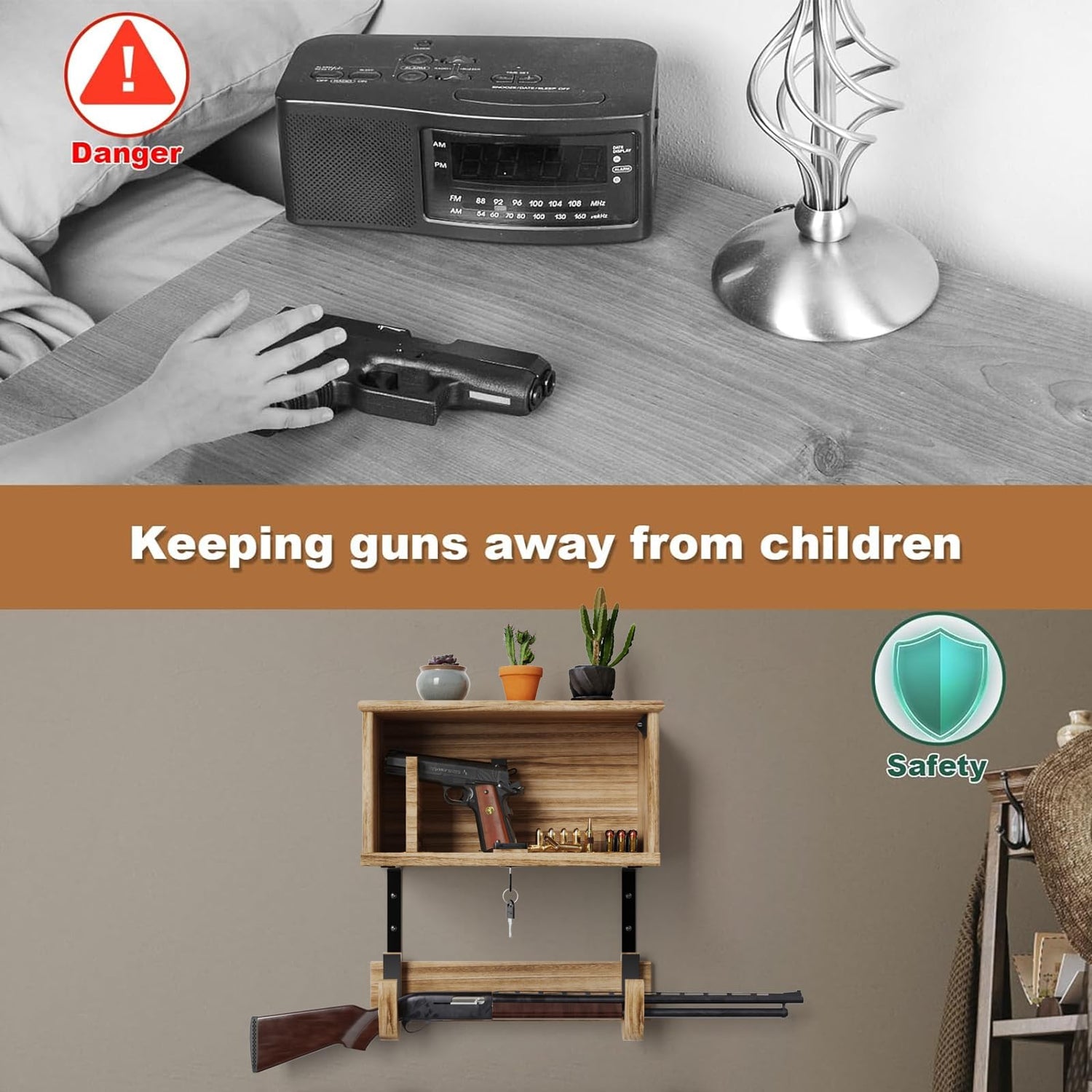 Gun Rack Wall Mount Hold Up Displays,Horizontal Gun Racks for Wall, Pi ...