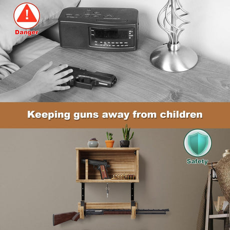 Gun Rack Wall Mount Hold Up Displays,Horizontal Gun Racks for Wall, Pistol Rack Stand,Shotgun Holder, Rifle Wall Mount,Gun Hardwood Hanger Miratino