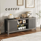 GarveeHome 59" TV Stand for TVs Up to 65 Inches, Mid Century Modern TV Entertainment Center with Storage Cabinets & Open Shelves, Wood TV Cabinet for Living Room, Gray Oak GarveeHome