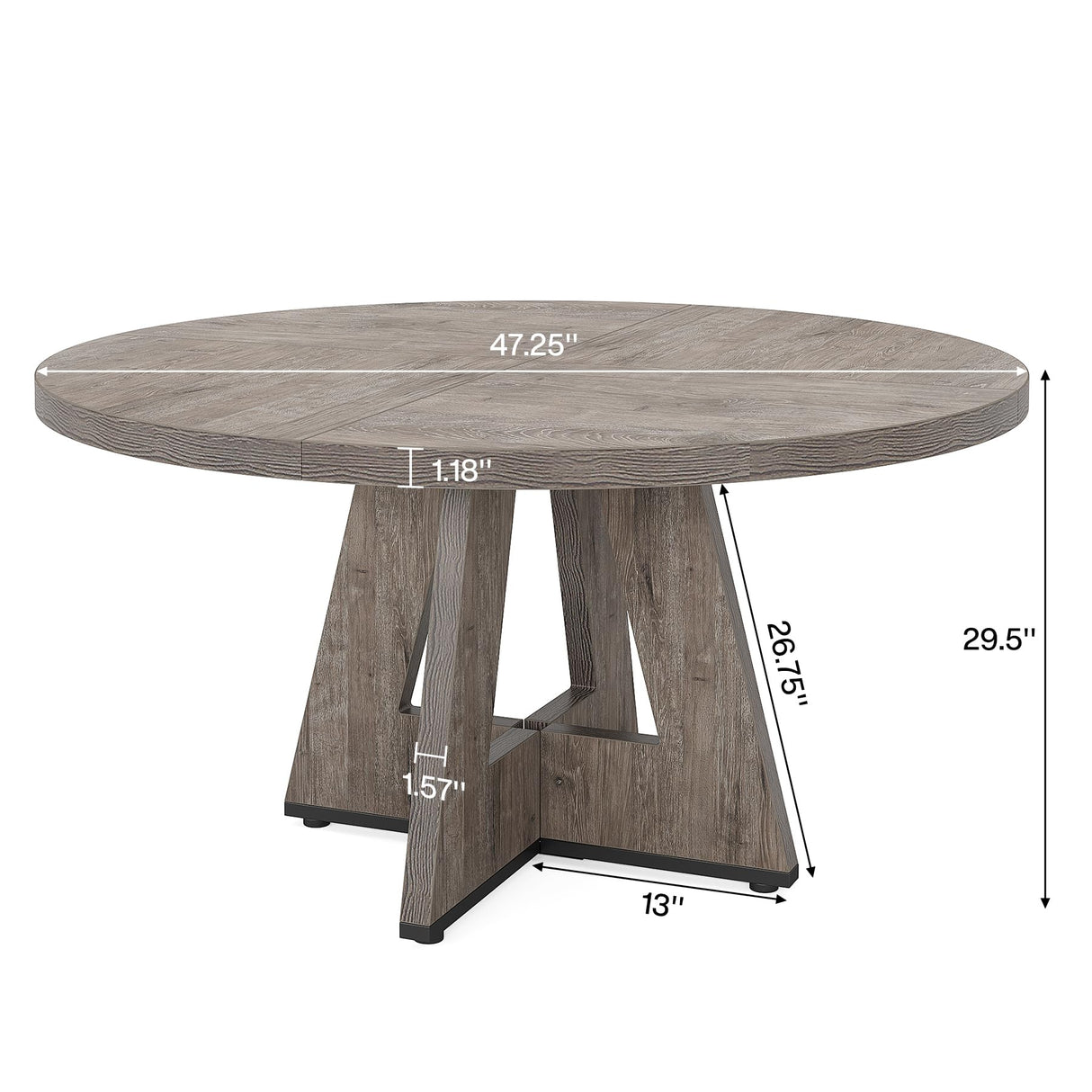 Tribesigns 47-Inch Round Conference Table for 4-6 People, Wooden Meeting Room Table with Thicken Tabletop and Wood Base (Grey) Tribesigns